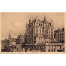 Lausanne Hotel Beau La Maison Mercier Antique Switzerland Postcard