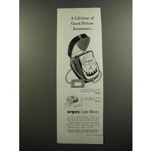 1957 Argus L-3 and L-44 Light Meters Ad - A lifetime of good picture insurance