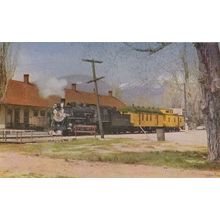 Virginia Locomotive Railroad & Truckee Last Trip Journey Railway Train Postcard