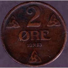 1913 Norway 2 Ore Coin