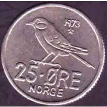 1973 Norway 25 Ore Coin