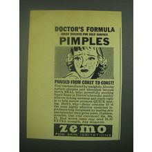 1939 Zemo Ointment Ad - Doctor's Formula Pimples