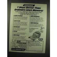 1987 Garden Way Mfg. Tuff-Cut High-wheel Mower Ad - Homeowners! 7 ways better