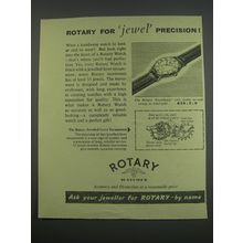 1955 Rotary Excellency Watch Ad - Rotary for jewel precision