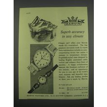 1955 Marvin 323, 324 and 309 Watches Ad - Superb accuracy in any climate