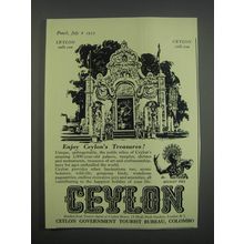 1955 Ceylon Touris Ad - Enjoy Ceylon's Treasures