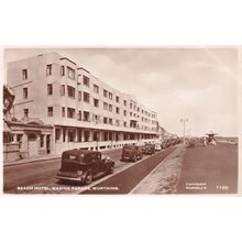Beach Hotel Worthing Sussex Real Photo Old Postcard