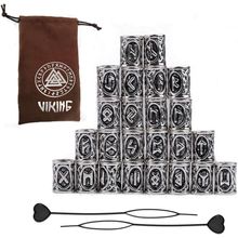 24Pcs Norse Vikings Runes Hair Beard Beads for Bracelets Pendant Necklace Diy