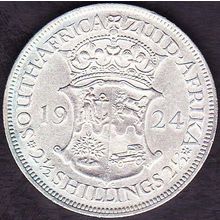 1924 South Africa 1 Half Crown (2 & Half Shillings) Silver Coin