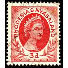 Africa Rhodesia & Nyasaland 1954 Queen Elizabeth II 3d Used Stamp QE II