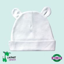 The Laughing Giraffe Baby Bear Ears Beanie Hat[ 0-6M White ]