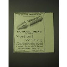 1900 Spencerian Pen Ad - School pens for vertical writing