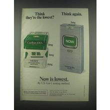1985 Now Cigarettes Ad - Think They're The Lowest