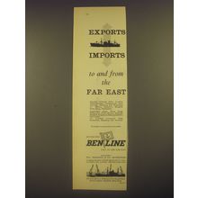1958 Ben Line Cruise Ad - Exports imports to and from the far east