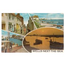 multiview, WELLS-NEXT-THE-SEA, NORFOLK. used postcard by J. Salmon 1974 pm =