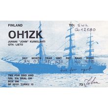 Turku Finland 1970s Pirate Radio Sailing Ship Style QSL Card