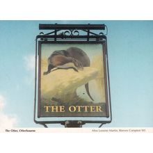 Otterbourne Otter Pub Hanging Sign Hampshire Postcard