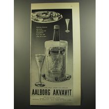 1952 Aalborg Akvavit Ad - With hors d'oeuvres and caviar