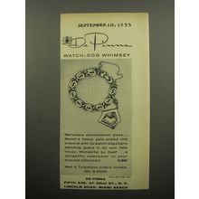 1955 De Pinna Monet Watch-Dog Whimsey Bracelet Advertisement