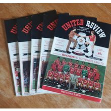 X 5 Manchester United Vintage Football Programmes.