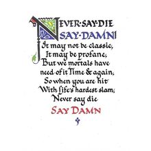 Comic NEVER SAY DIE SAY DAMN Postcard (Stewart)