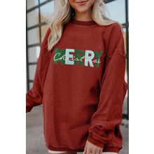 Racing Red MERRY Christmas Corded Pullover Sweatshirt