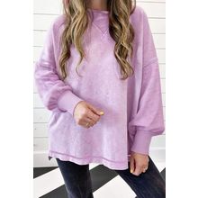 Orchid Petal Mineral Wash Drop Shoulder Pullover Sweatshirt