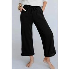 Black Mineral Wash Exposed Seam Wide Leg Pants