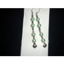 Beautiful mint green Tibetan Asian style long swing earrings