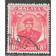 JOHORE SULTAN SIR IBRAHIM MALAYA 1949 8c SG138 138 SG USED MEDALLION PALM TREES
