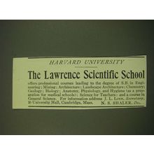 1902 Harvard University The Lawrence Scientific School Ad