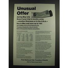1972 First National City Traveler Checks Ad - Unusual Offer
