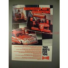 1987 Budweiser Beer Ad - w/ Bobby Rahl, Miss Budweiser!