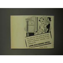 1951 Lord Baltimore Hotel Ad - So, when the boss called me in and screamed