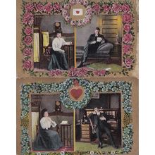 Waiting For Do You Love Me Writing A Letter Telephone 2x Antique Postcard
