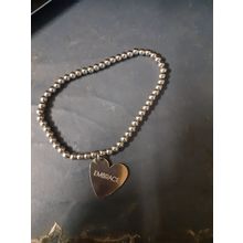 silver beaded bracelet with heart & embrace written on heart