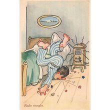 Italian Radio Disaster Wireless Old 1942 War WW2 Comic Postcard