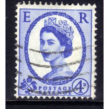 GB 1958 QE2 4d Ultramarine Wilding used SG 576 Wmk 179 ( C66 )