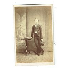 Victorian cdv photo young man holding top hat London photographer