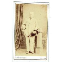 Victorian cdv photo man holding top hat standing Dublin photographer