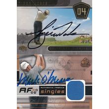TIGER WOODS ROOKIE & MARK O'MEARA SHIRT AUTO 2004/O3 PGA GOLF TOUR HOF CHAMPIONS