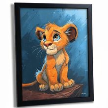 Lion Cub Colourful Art Print Nursery Wall Art Framed Animal Cute Lion Print Gift