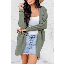 Laurel Green Waffle Knit Open Front Cardigan