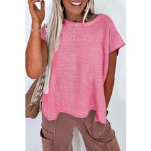 Sachet Pink Solid Color Sweater Tee with Side Slits