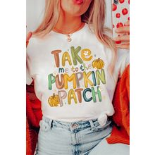 White Take Me To The Pumpkin Patch Cotton Blend T Shirt