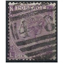 1870 SG109 6d Mauve Plate 9 Good Used "LK" ...