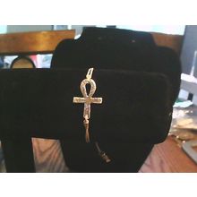 Adjustable Gold tone Egyptian Cross Cord Bracelet