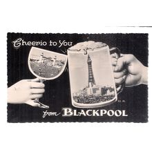 CHEERIO TO YOU FROM BLACKPOOL used postcard 1964 postmark =