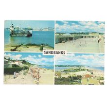multiview, SANDBANKS, DORSET used vintage postcard 1969 pm #