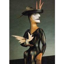 Angry Woman & Sacrificial Bird Wooded LGBT Model Eleanor Glover Postcard